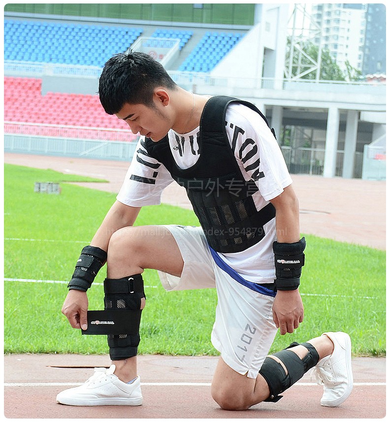 沙袋绑腿负重绑腿绑手跑步训练装备男女通用可调铅块钢板钢板绑手1kg