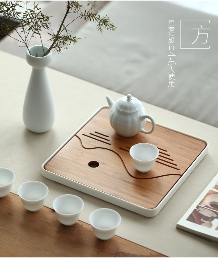 丰陶张生日式茶盘竹茶海家用功夫茶具圆形长方简约托盘干泡迷你小茶台