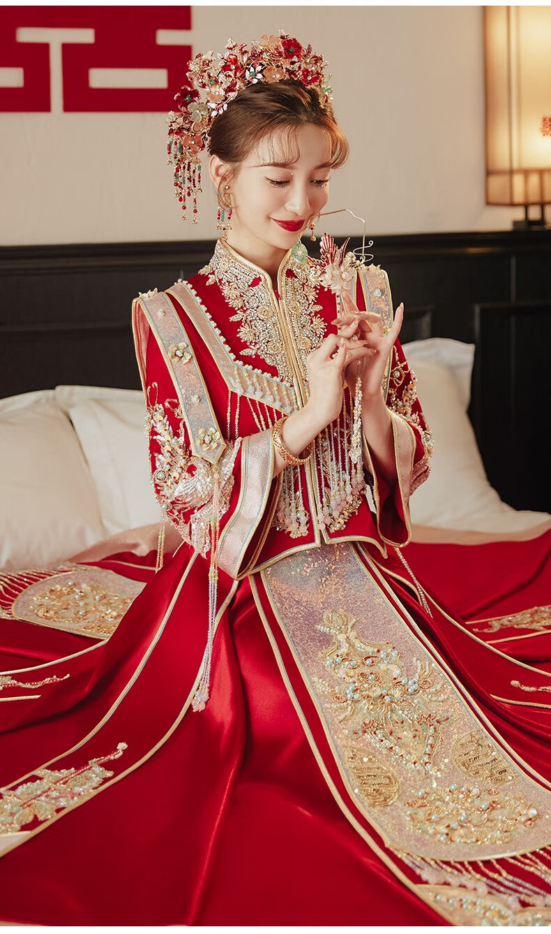 枝己(zeimssmm) 高档秀禾服2022新款中式嫁衣古装新娘敬酒服结婚礼服