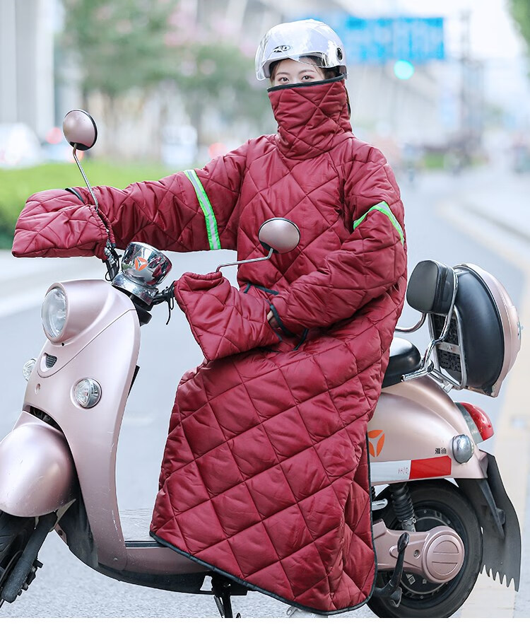 电动车防风衣冬季电动车挡风衣被男女加厚保暖加绒冬季防寒防水帽电瓶