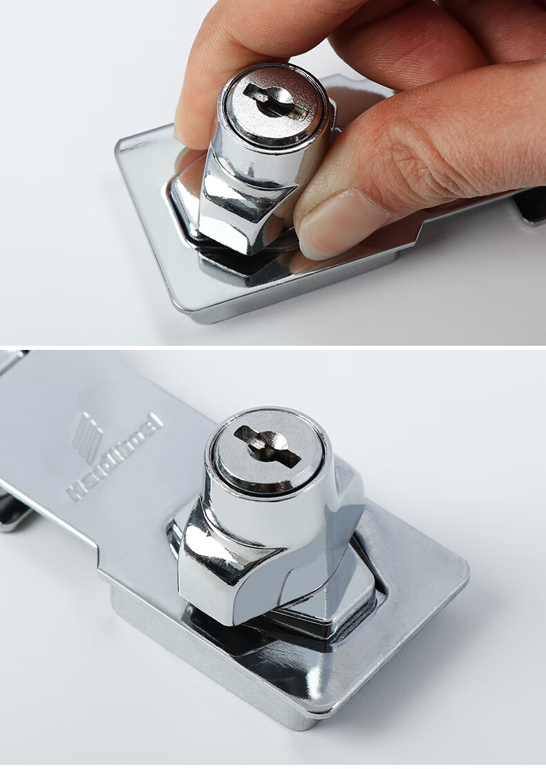 免打孔冰箱锁更衣室双开柜门锁扣办公桌抽屉盗带锁锁牌冰柜锁具4寸