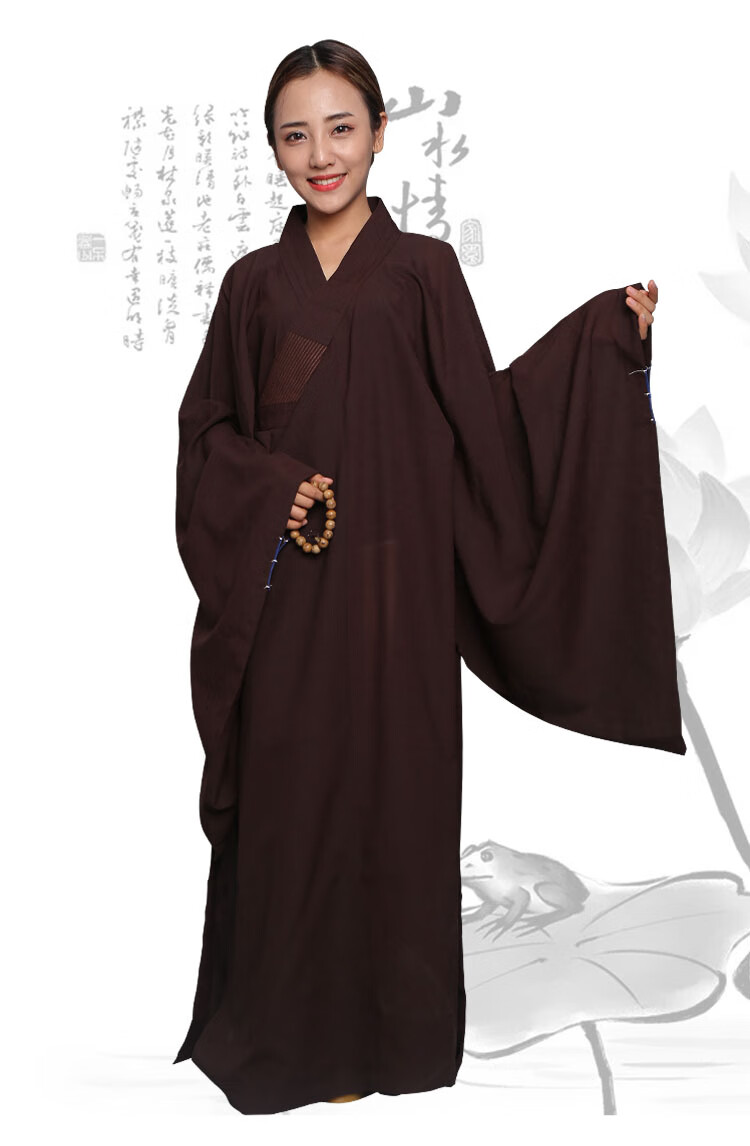 袈裟儿童居士服女款法会诵经咖啡色加肥僧服僧衣海清袈裟 黄色 35码=
