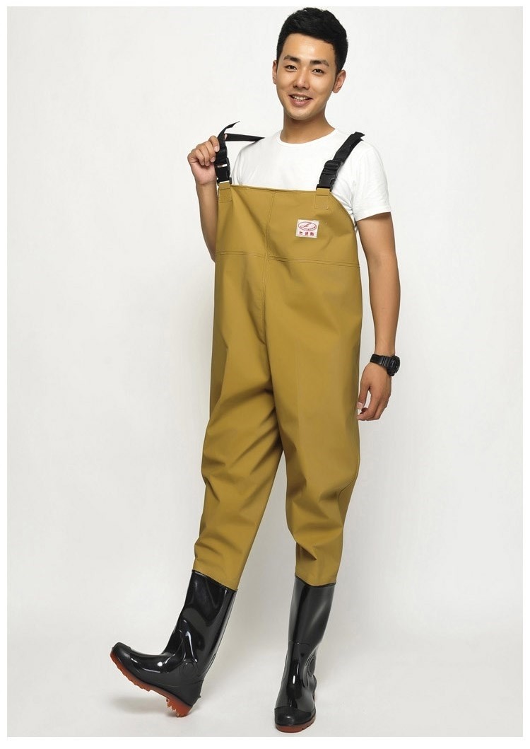 半身下水裤雨裤防水衣服男抓捕鱼连体皮叉裤子加厚水库背带捕鱼裤加厚