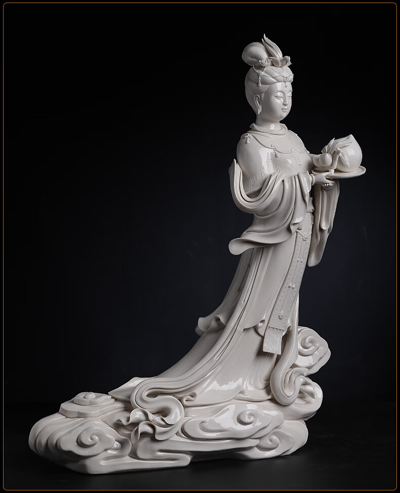 戴玉堂 麻姑献寿陶瓷人物摆件 寿仙娘娘 虚寂冲应真人 神像佛像家居