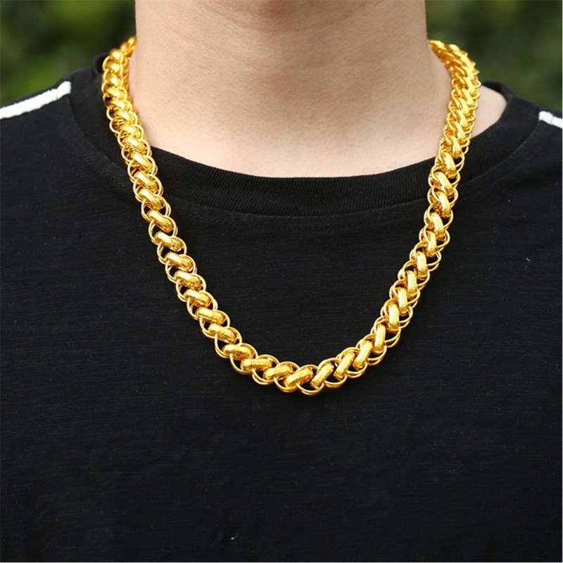 江南情福字粗越南金项链男宽霸气镀沙金项链潮大链子蛇骨链久不掉色