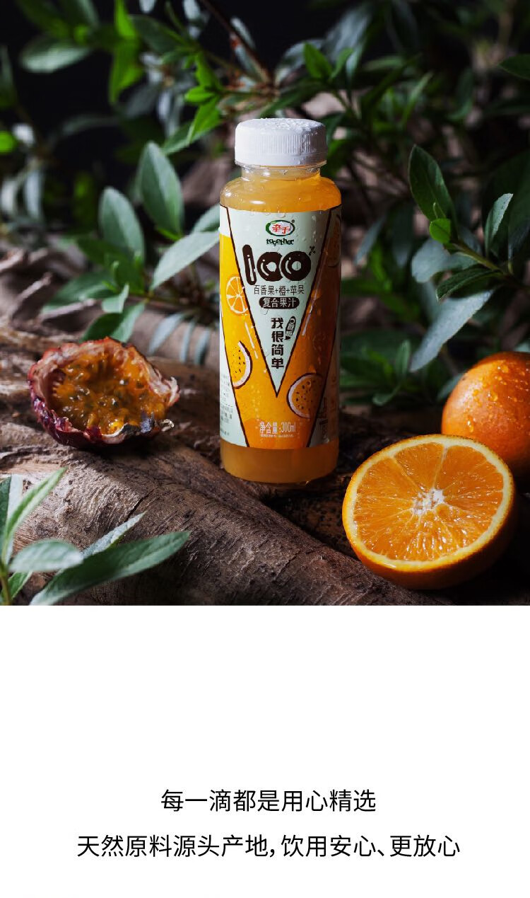 接骨木莓葡萄苹果萝卜复合混合百香果蔬汁饮品饮料12瓶装 接骨木莓