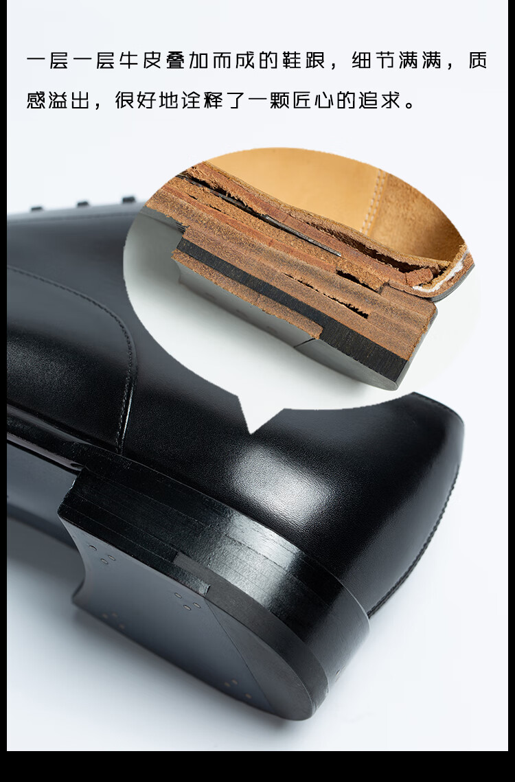 truffaut商务皮鞋男鞋手工鞋时尚系带软底牛津鞋三接头黑色皮鞋男士
