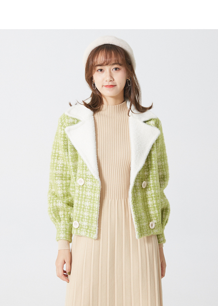 ief/爱依服格子短外套女2019冬季新款韩版学生时尚宽松小香风上衣