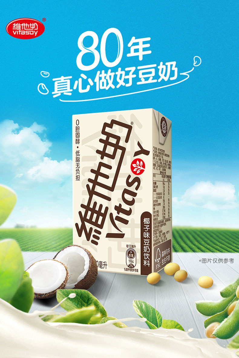 vitasoy维他奶椰子味豆奶250ml植物蛋白饮料营养椰子味豆奶250ml24盒
