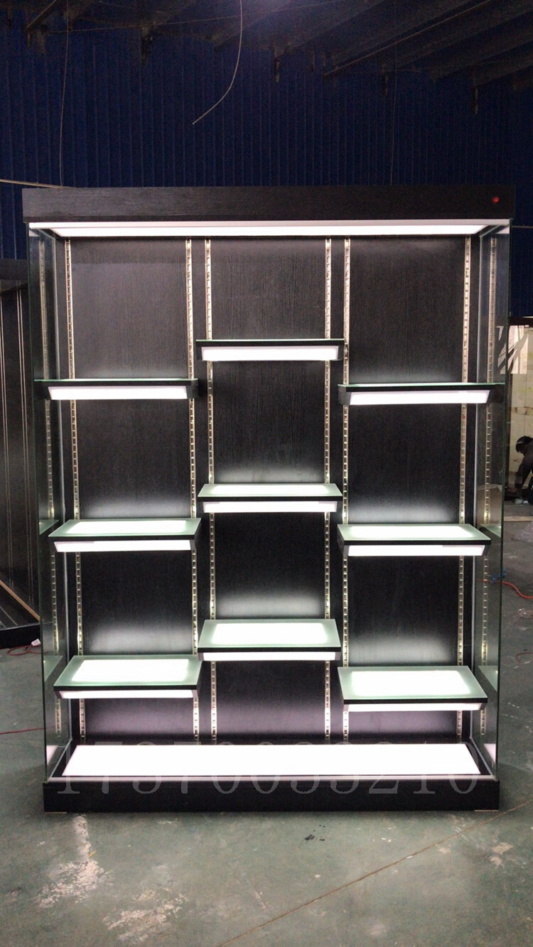 索训科 家用手办展示柜实木小型玻璃门动漫模型奖杯展柜带灯产品橱窗