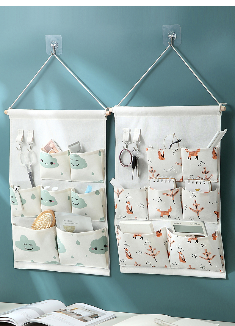 挂墙收纳袋挂袋墙挂式门后墙上壁挂储物袋子小布袋布艺h1笑脸云朵加厚