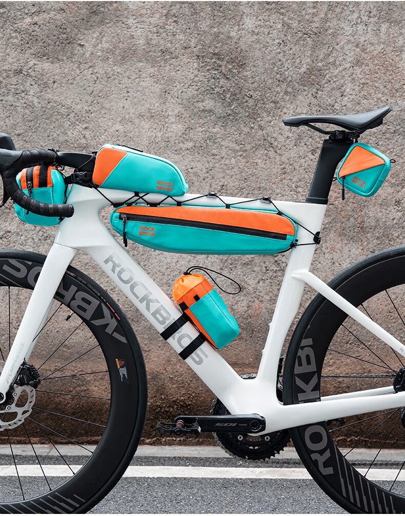 ROCKBROS Bicycle Bag Road Bike Front Frame Bag Top Tube Bag Saddle Bag Mountain Travel Cycling Gear Blue Orange 12