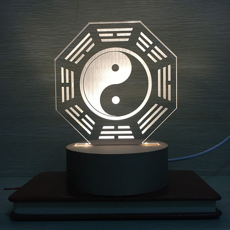 新款知行合一太极八卦灯3d立体视觉灯led装饰台灯七彩变色小夜灯送人