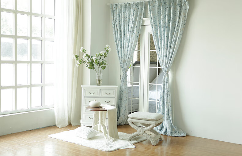 蓝铂亚麻窗帘依云半遮光定制窗帘需要几米拍几件每米含加工费