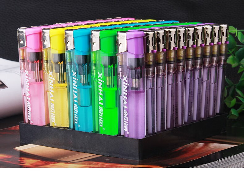 【现货闪发】新海打火机新海50支整盒塑料电子打火机一次性透明小圆机