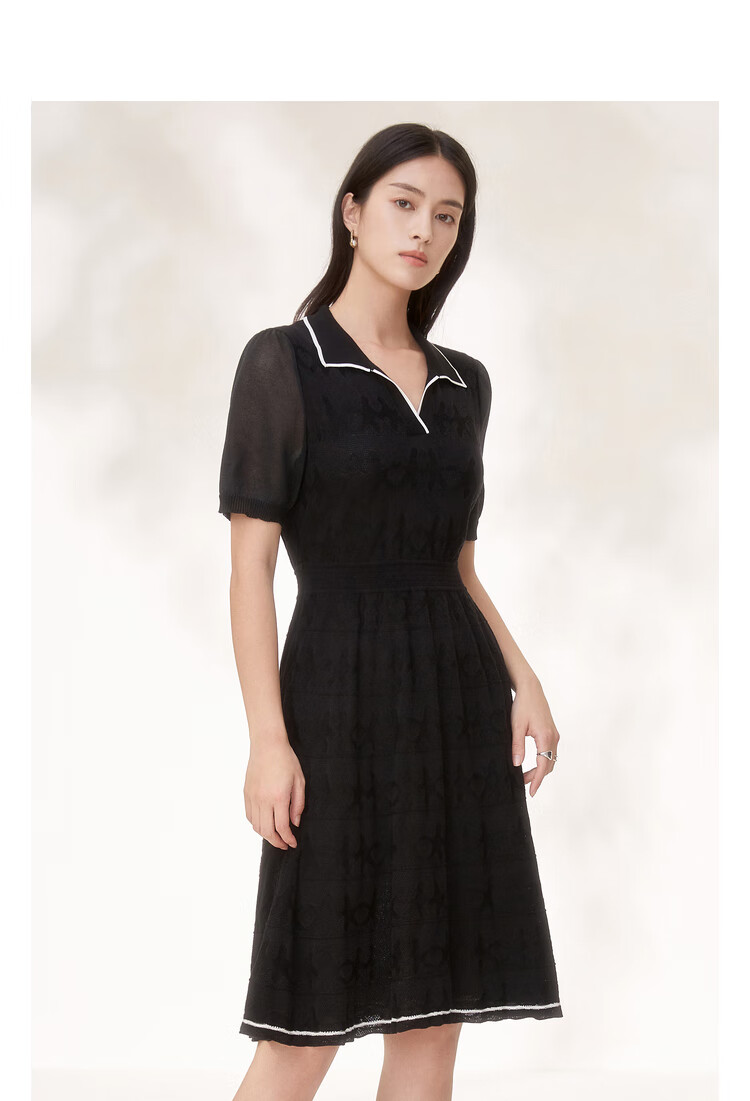 vgrass维格娜丝2022年夏季新款商场同款连衣裙gzl5n24150 黑色 5/m