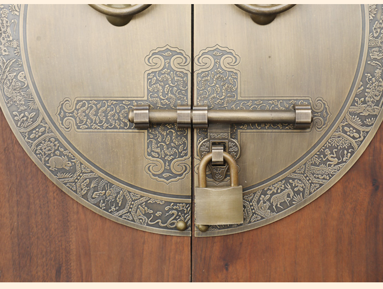 仿古中式大门纯铜拉手老式圆形复古狮子头虎头门栓插销别墅门锁扣 txt