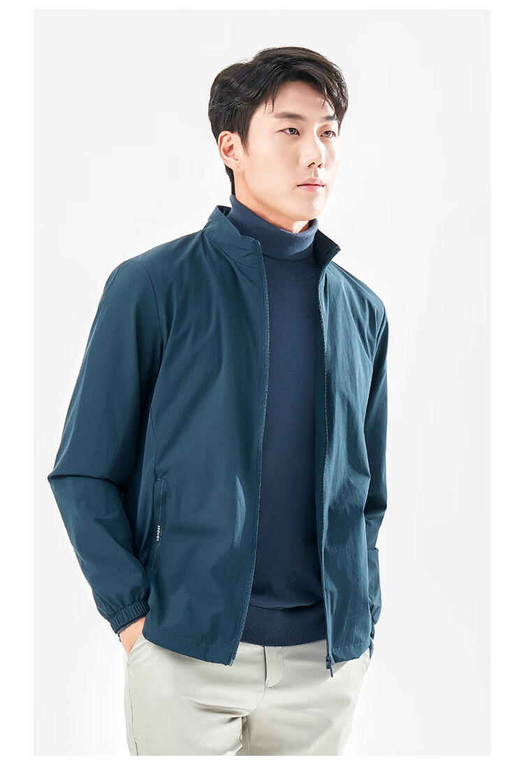 爱登堡22秋冬季新款夹克男简约百搭休闲纯色立领男士上衣服茄克外套男