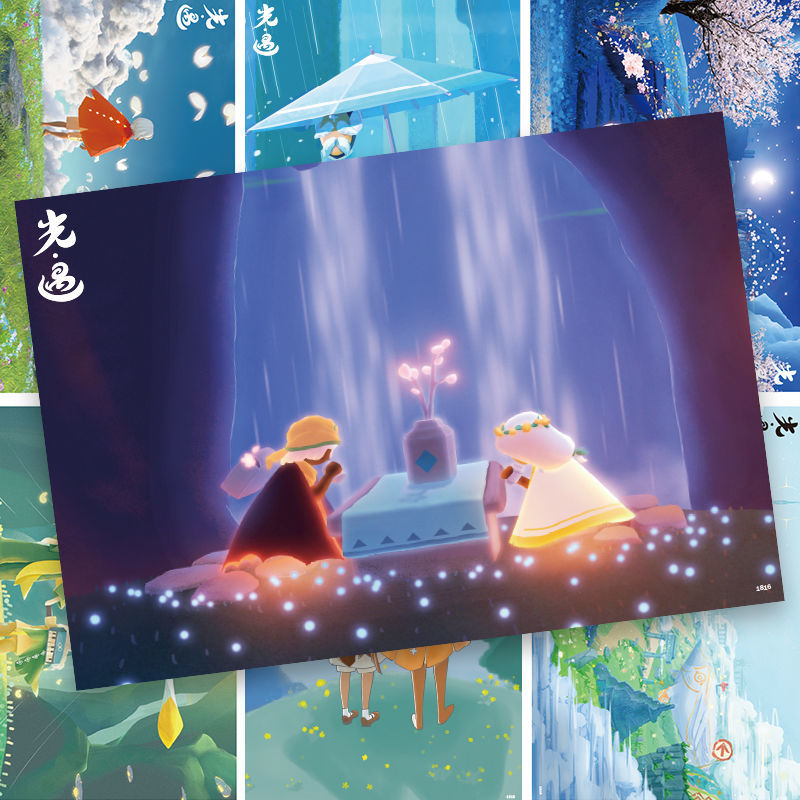 sky光遇海报墙贴新款表演季游戏动漫白鸟白枭贴纸女孩子房间纸玫瑰