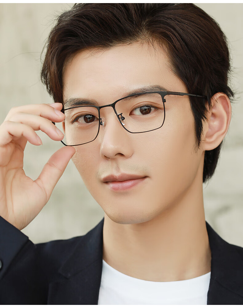 金边金丝眼镜框男近视大脸潮个性文艺复古方框纯钛架眼睛可配无镜片
