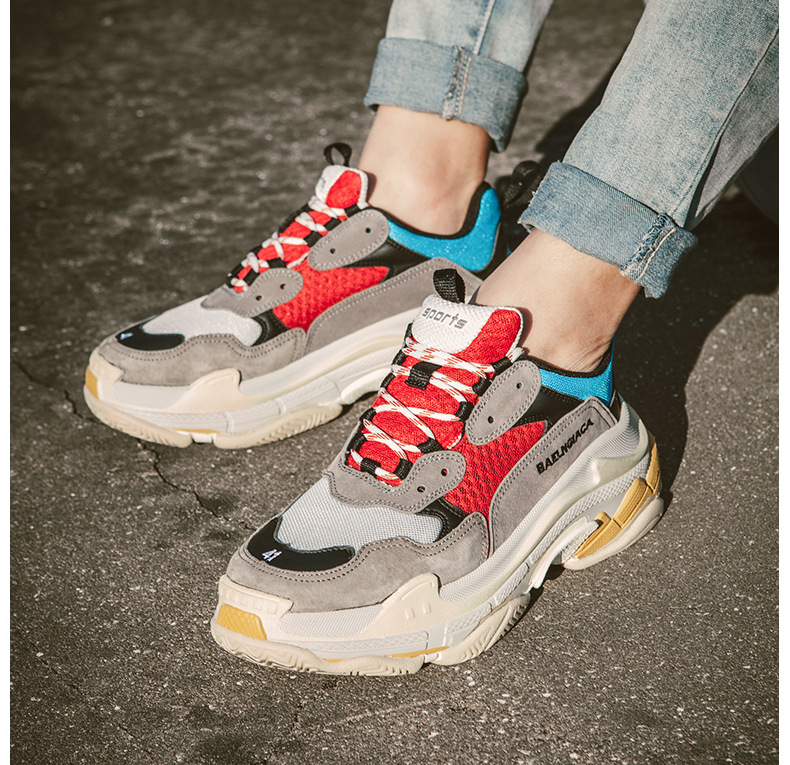 ins超火的鞋子原宿男运动鞋男复古跑步鞋老爹鞋鞋 (三层) 42