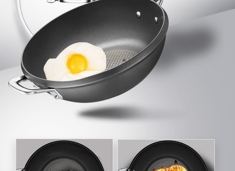 tefal特福铸铝不粘锅家用炒菜锅具平底炒锅燃气电磁炉通用30cm