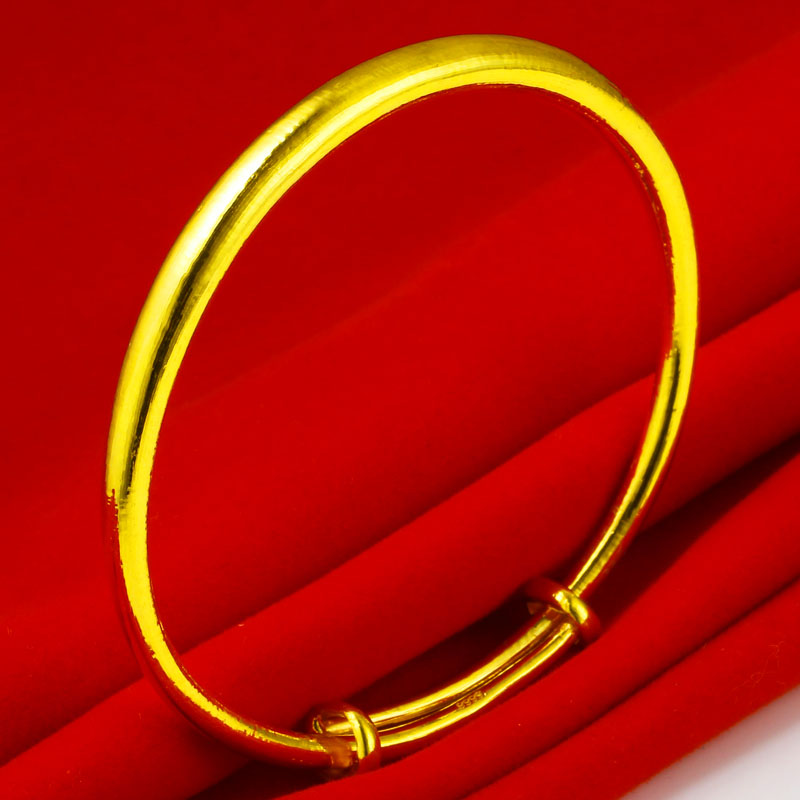 老凤凰黄金手镯9999足金光面镯子推拉首饰真金子活口可调节宽细送妈妈