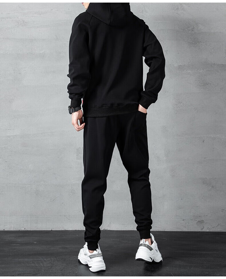 谙然谙然卫衣男运动服休闲套装秋装一套时尚穿搭感两件套帅气 灰色
