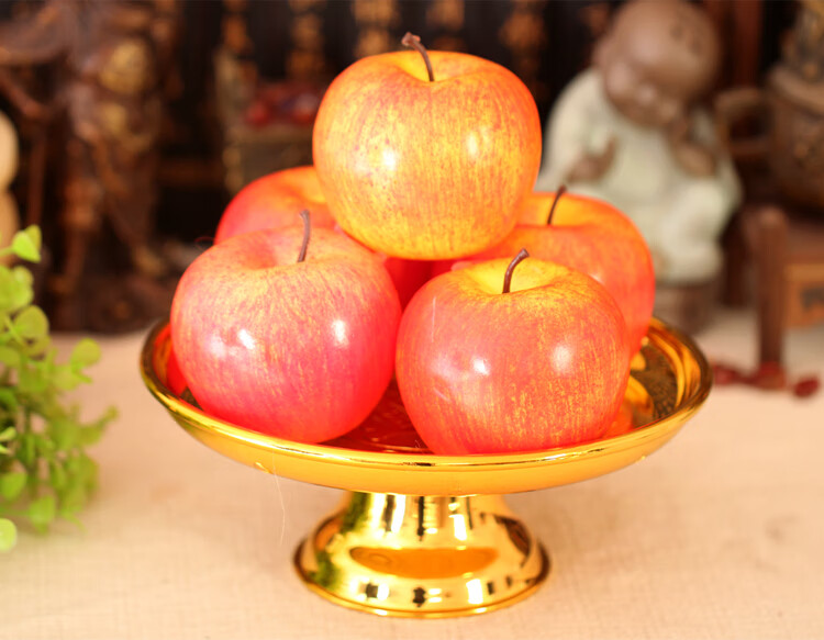 塑料仿真苹果果盘居家供奉装饰用品假水果风水摆件贡品水果 小号梨