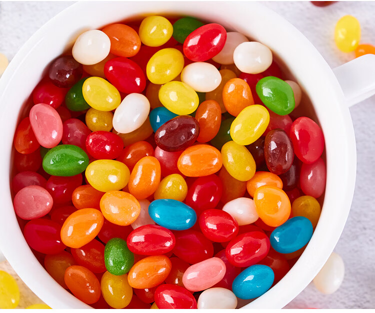 2瓶七彩糖豆彩虹糖果汁软糖果味qq糖果橡皮糖儿童零食品一罐年货2瓶