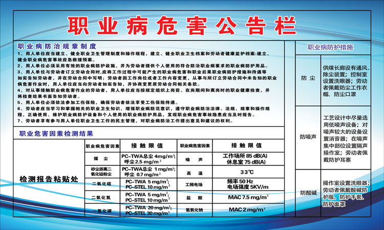 職業衛生公告欄職業病防治公告欄安全生產信息公示牌工廠海報職業衛生