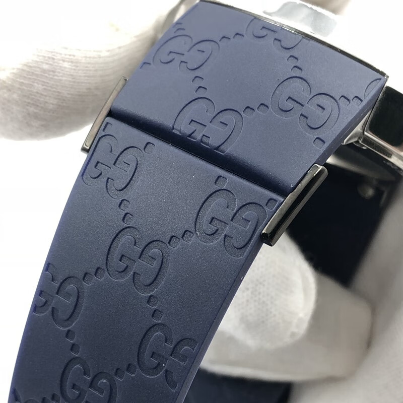 古驰gucci手表带蝴蝶按扣ya114橡胶表带古奇男女款23mm/ 26mm 橡胶圈