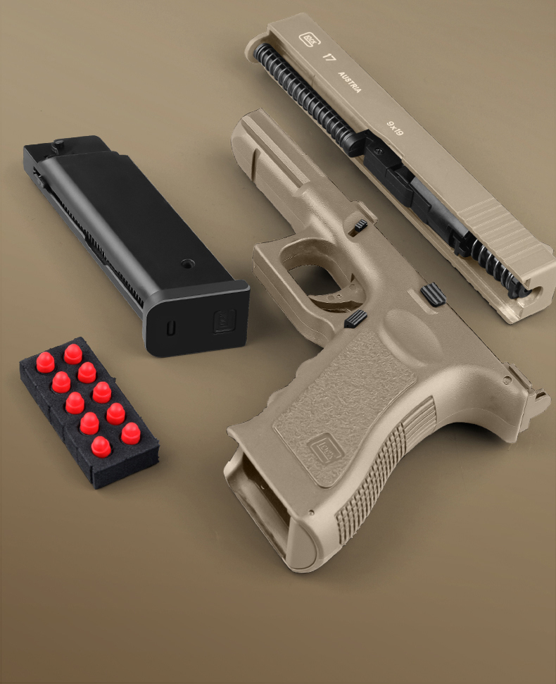格洛克g34玩具g17g18c模型软弹玩具空挂金属滑套 加重版沙色(重量700