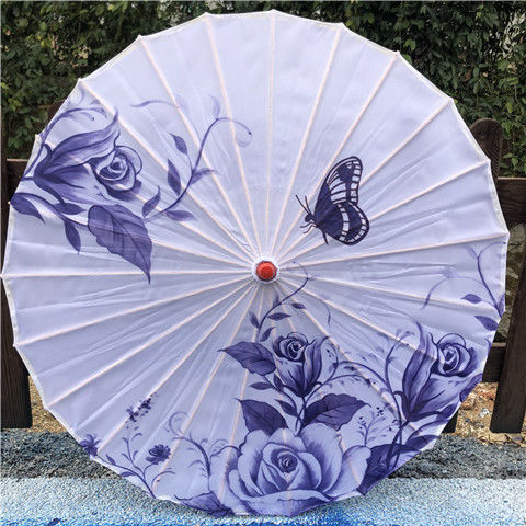 青花瓷纯手工 传统吊顶装饰伞旗袍秀走秀演出道具伞古装伞 青花9 裸伞