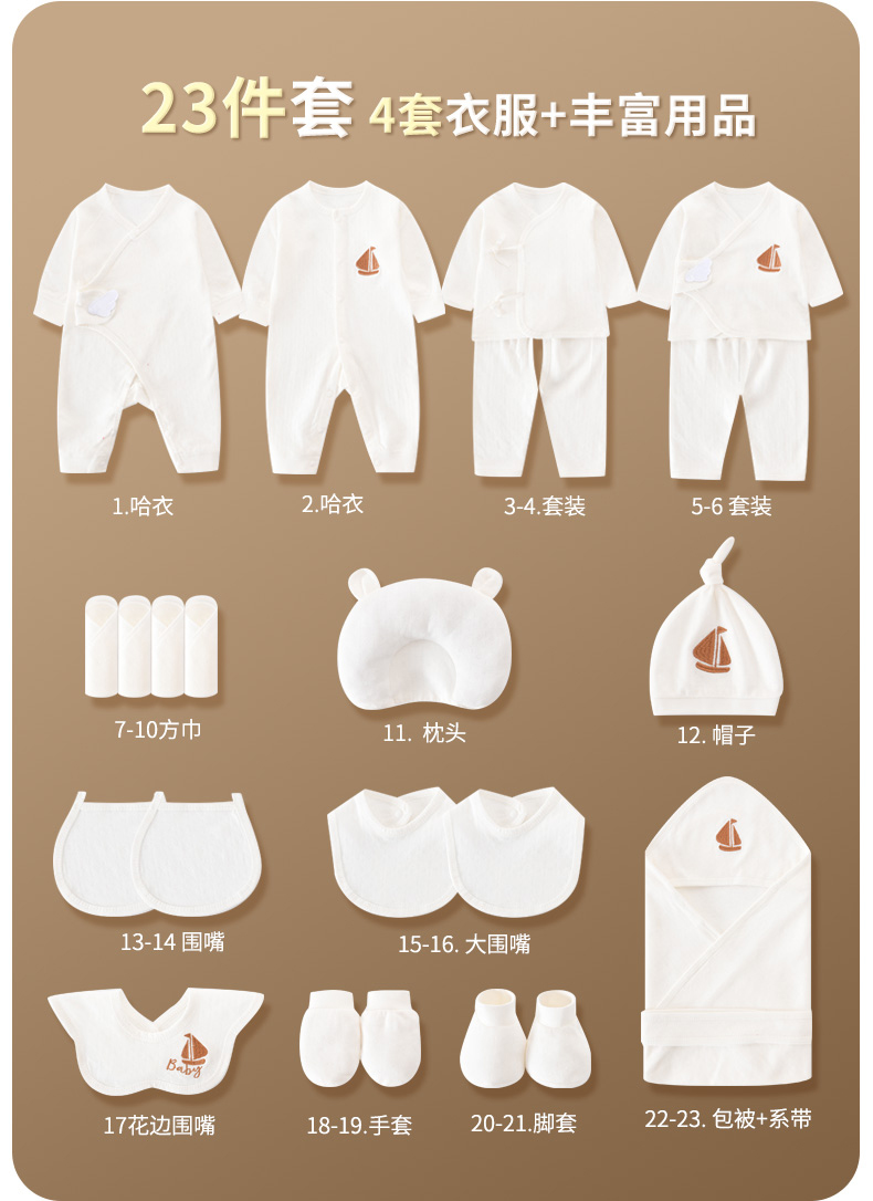 圣菲小象 婴儿衣服礼盒套装 满月礼物无骨四季全棉初生男女宝宝送礼