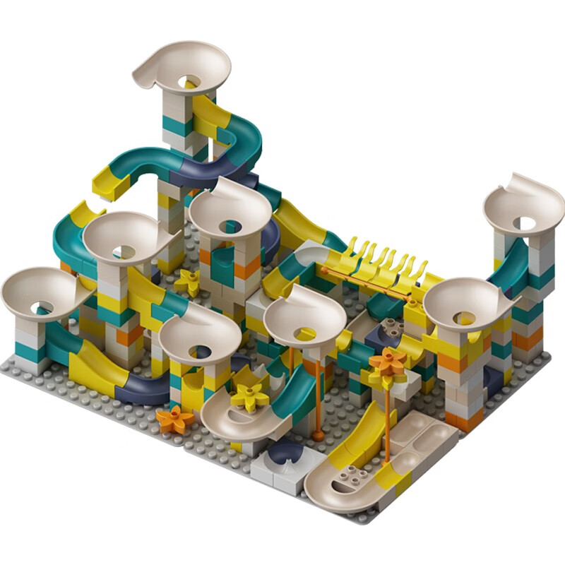 定制 百变滑道积木马卡龙色大颗粒diy拼装幼儿diy积木大块拼接玩具