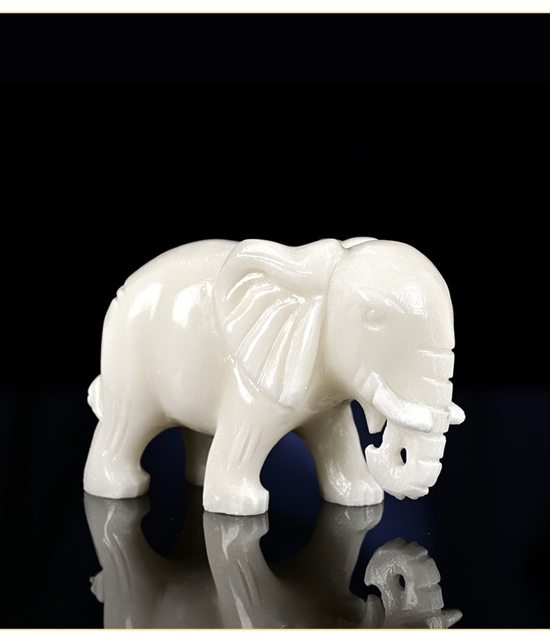 domir大象摆件玉石天然阿富汗白玉石大象一对吉象玄关客厅酒柜摆件