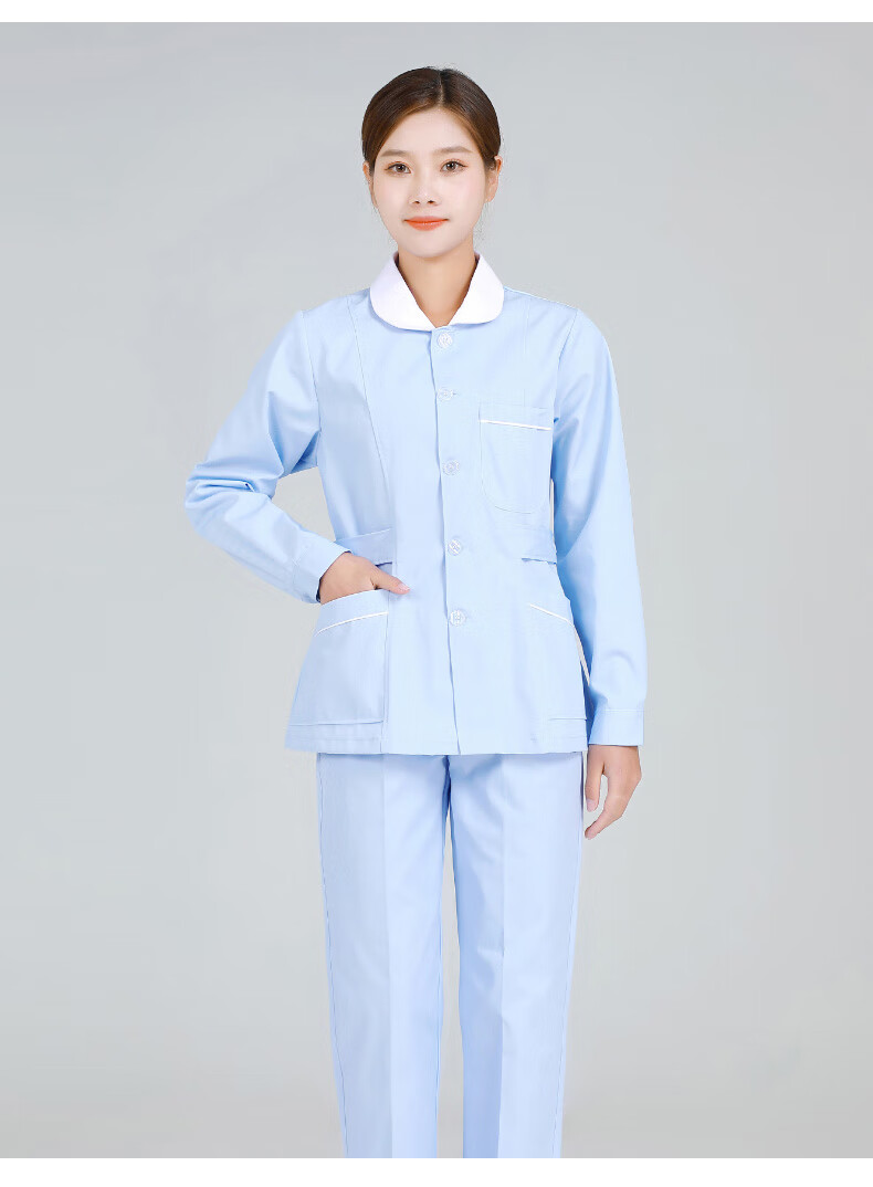牙医口腔科医生工作服冬季护士服长袖女款娃娃领分体套装冬装美容口腔