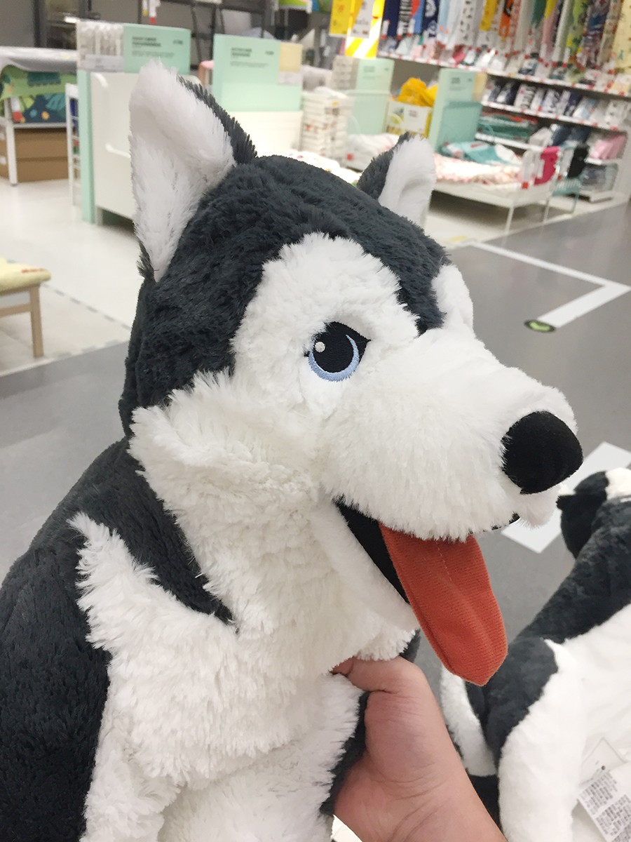 宜家ikea哈士奇毛绒玩具公仔狗柔软可爱安抚抱枕大号布娃娃二哈狗玩偶