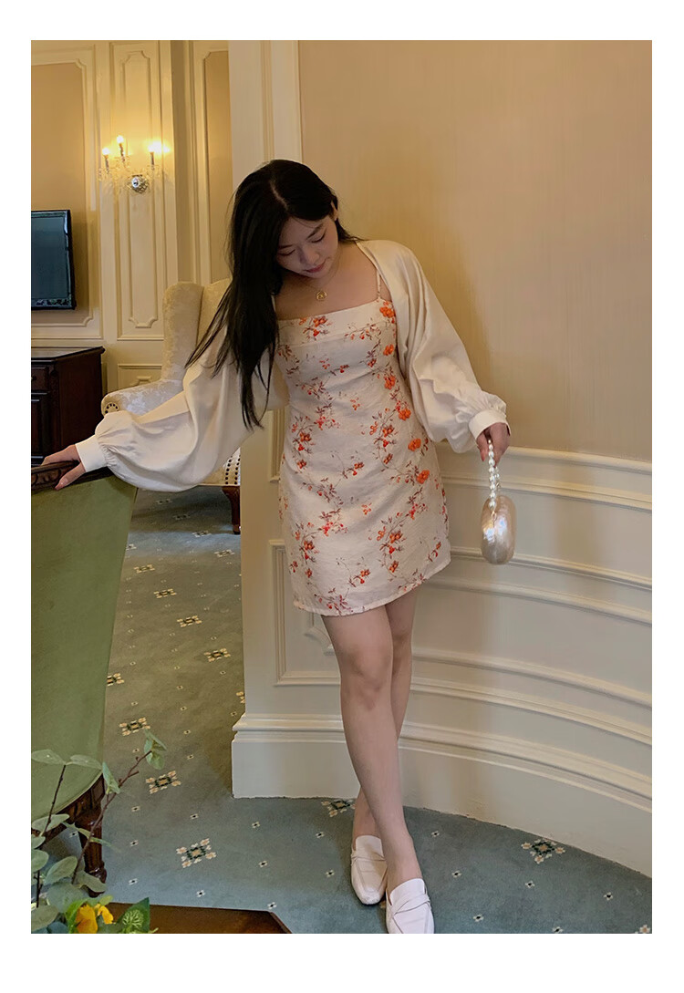 微胖女生旗袍大码胖mm春秋季新中式复古国风改良碎花连衣裙200斤 萱草