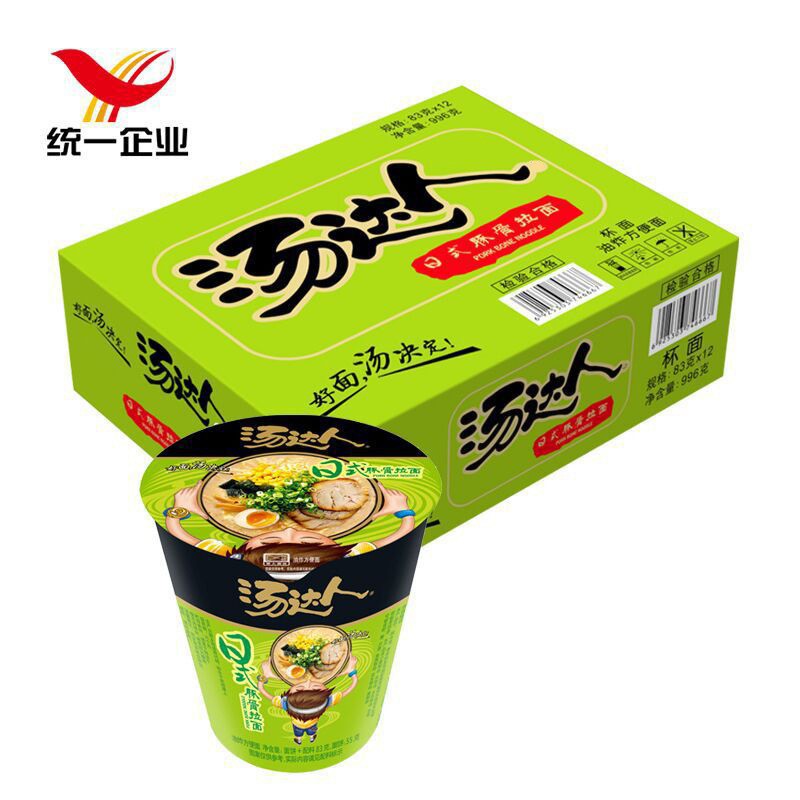 统一汤达人日式豚骨拉面12杯装整箱混合味道方便面泡面 日式豚骨拉面