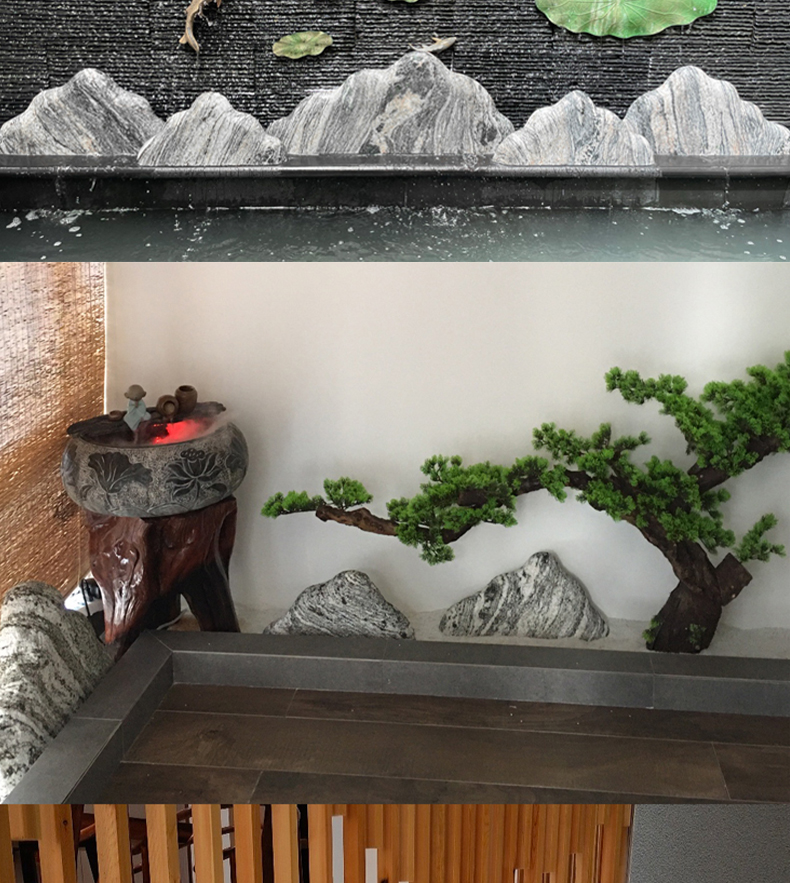 雪浪石切片组合造景景观石室内庭院枯山水大型假山风景石泰山小石头