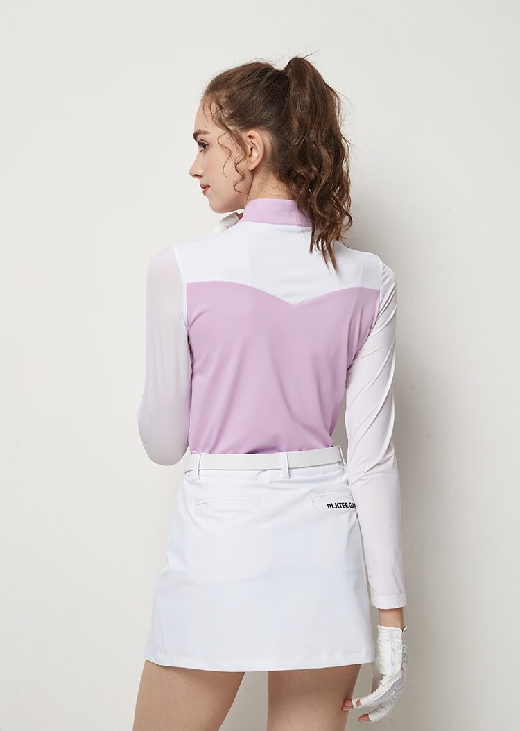 bg高尔夫女装服装女上衣冰丝长袖春夏修身运动golf球衣服 紫色 l