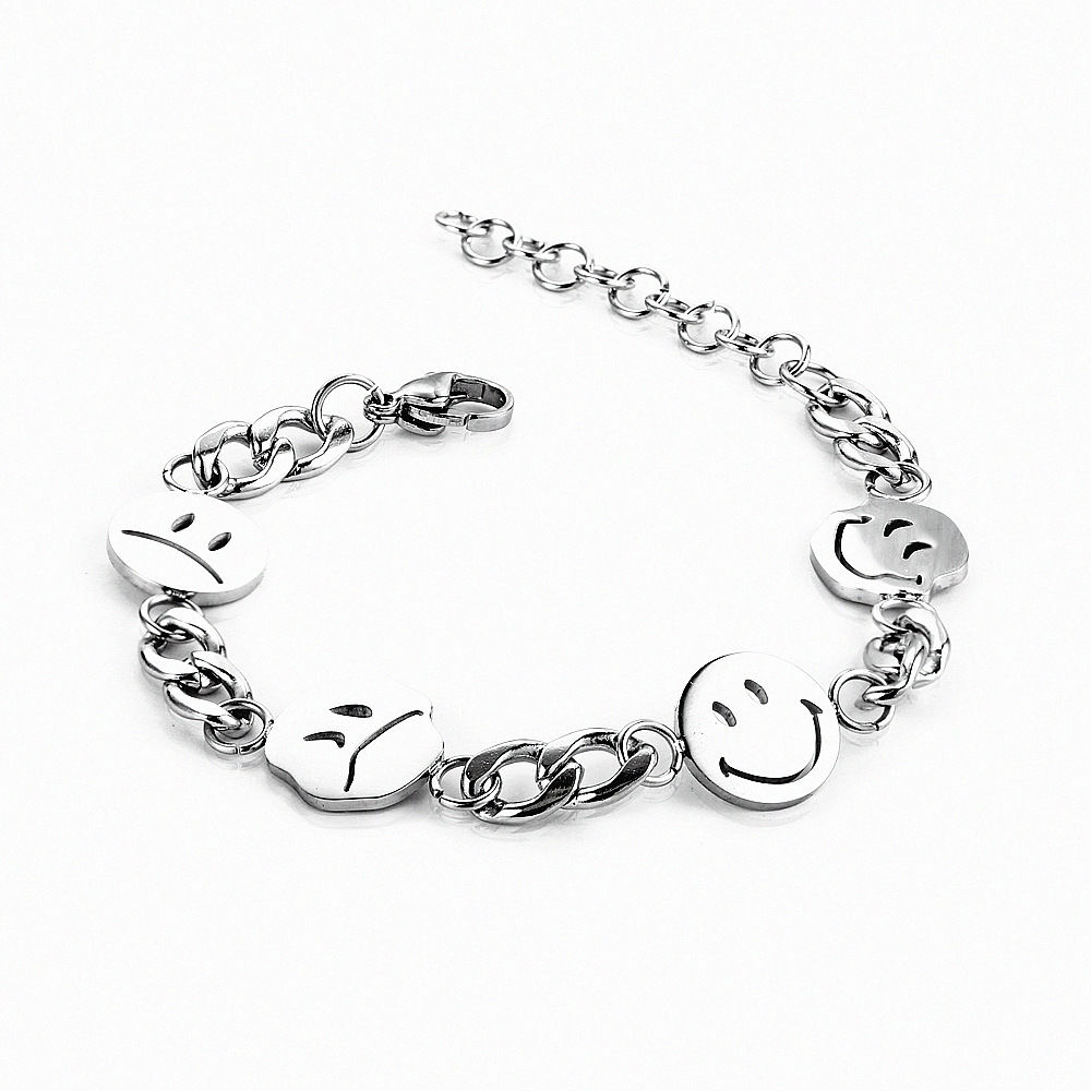 mengkou梦蔻潮牌表情笑脸手链潮人街头男女嘻哈蹦迪手环时尚百搭手镯