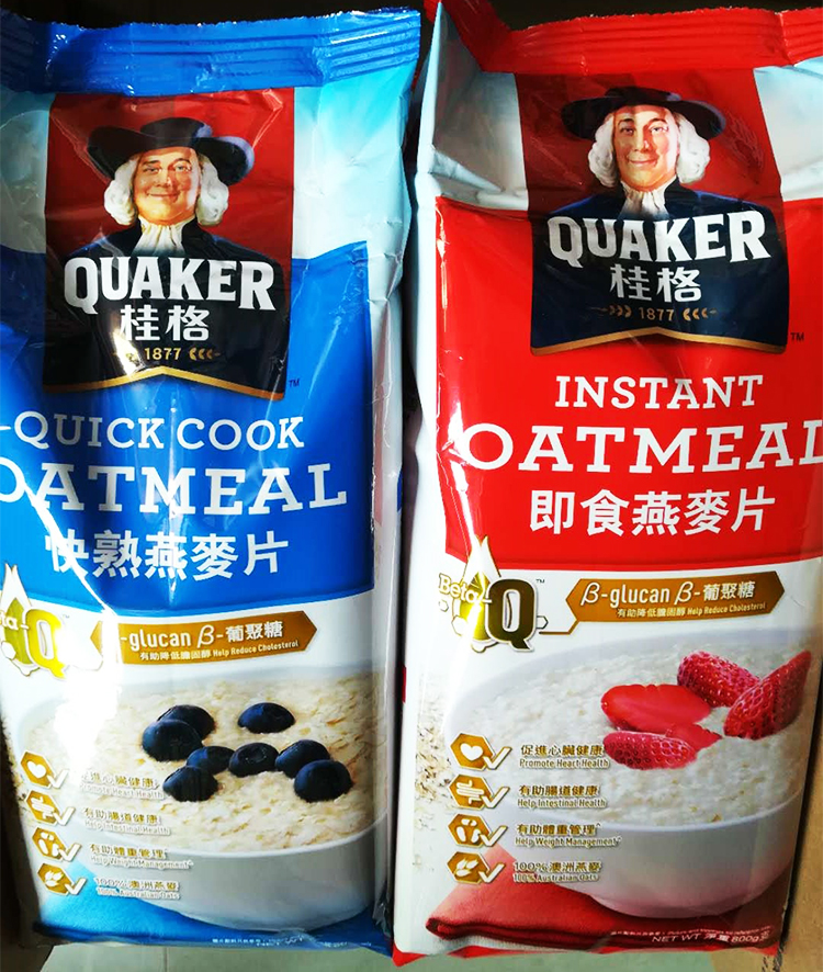 香港进口澳洲桂格quaker快熟燕麦片即食燕麦片800g*2包现货 蓝色1包