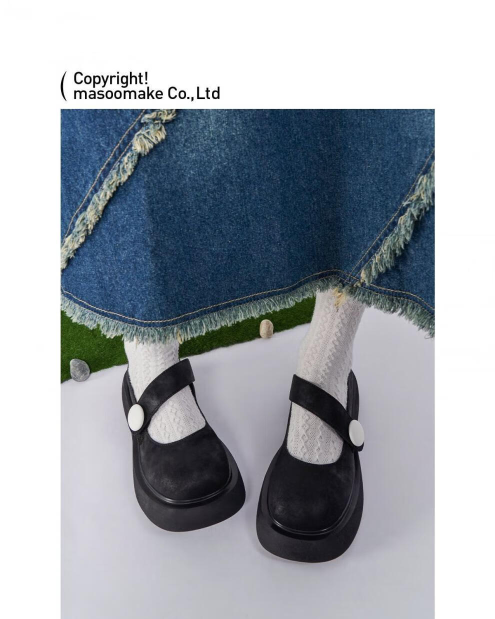 玛丽珍复古玛丽珍鞋女春季圆头厚底一字扣浅口粗跟日系jk小皮鞋米色35