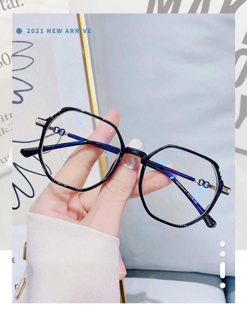 初伴海洋蓝框近视眼镜女韩版朝防辐射抗蓝光眼睛素颜显脸小透灰框无