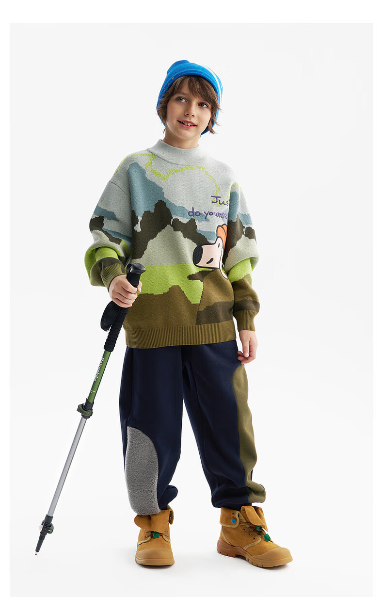 MQD Boys Sweater Knitwear 2025 Winter New Thickened Warm Artistic Half Turtleneck Top 7