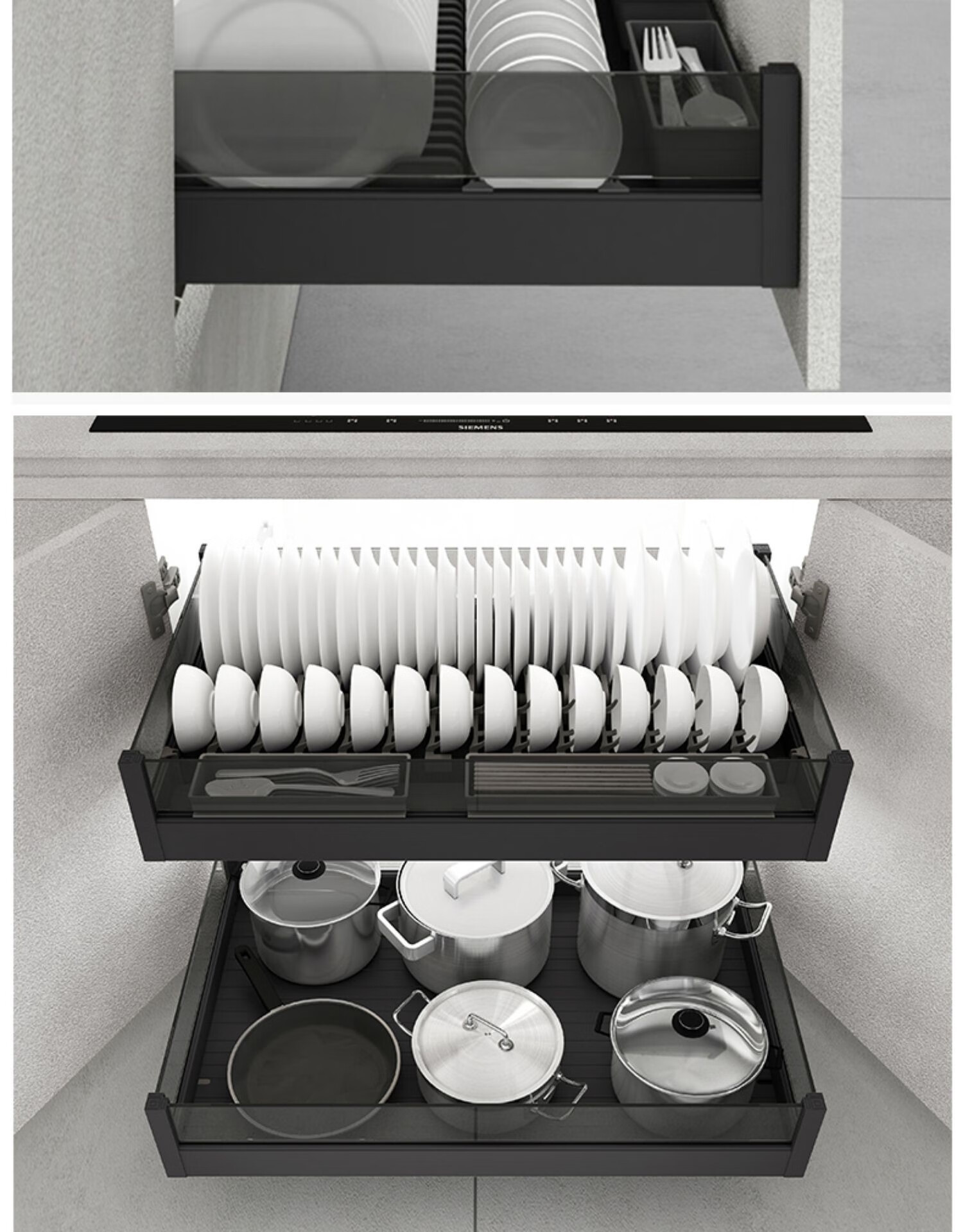 凯斯宝玛(kesseboehmer)橱柜拉篮铝合金凯斯宝马厨房抽屉开门式双层