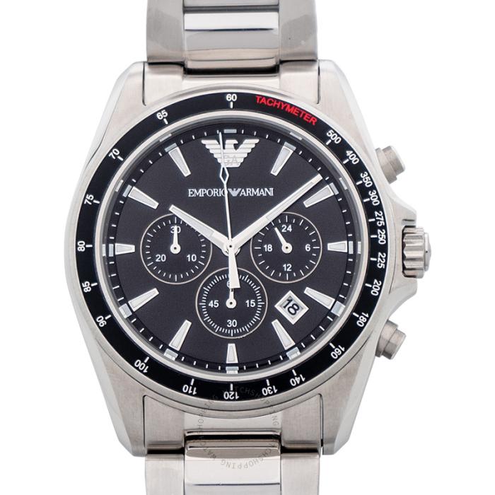 男士石英手表腕表计时码表表盘44mm防水50m黑色表盘ar6098blackos